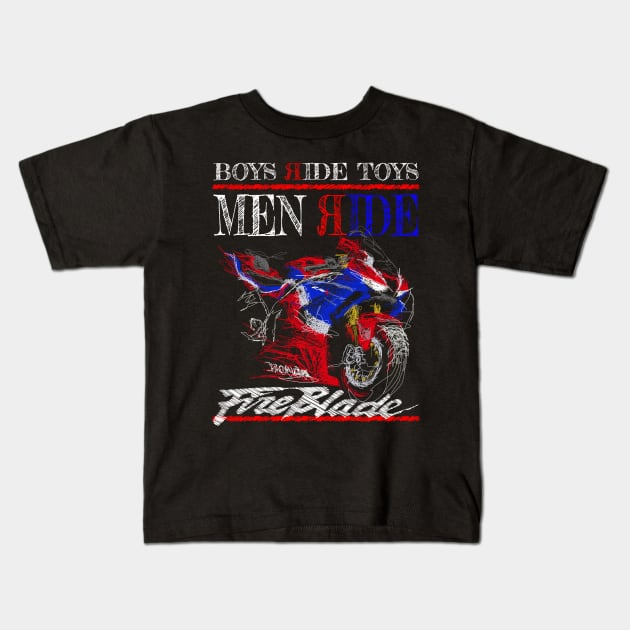 Men Ride Fireblade Kids T-Shirt by TwoLinerDesign